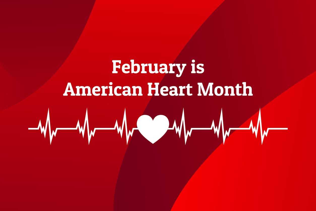 February is American Heart Month. Template for background, banner, card, poster with text inscription. Vector EPS10 illustration.